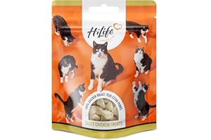 HiLife Chicken Breast Cat Treats, Freeze Dried & Grain Free Chicken Treats for Adult Cats, Made With 100% Natural Ingredients, Suitable for Indoor & Outdoor Cats (12 Bags x 10g)