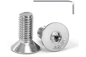 Tunejoy Viti a Testa Svasata M8 x 20 mm Vite a testa svasata Brugola Bulloni in Acciaio Inox A2 V2A Viti a Testa Piatta Norma DIN 7991 con Chiavi a Esagono Filettatura Completa 20 pezzi