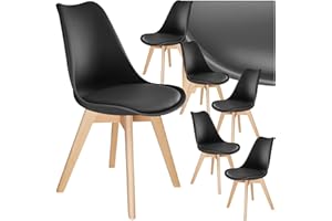 TecTake® Set di 6 Sedie da Tavolo, Design Contemporaneo, Sedie da Cucina con Struttura Solida, Seduta Confortevole, Resistenti e Ideali per Ogni Ambiente - Nero