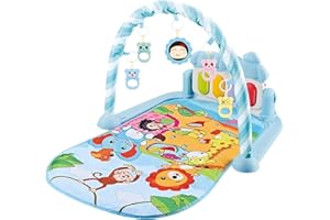 Hudhowks Musica Baby Gioca in Palestra Tappetino da Gioco per Bambini con Giocattoli appesi, Tappetino da Gioco Moderno Progettato per Tastiera di Pianoforte, Palestra per attività, 75x57x43cm