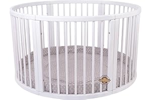 MJmark LARGE Round PLAYPEN ATLAS DUE with play-mat in Cappucino with white Polka Dots SALE SALE VERY LARGE