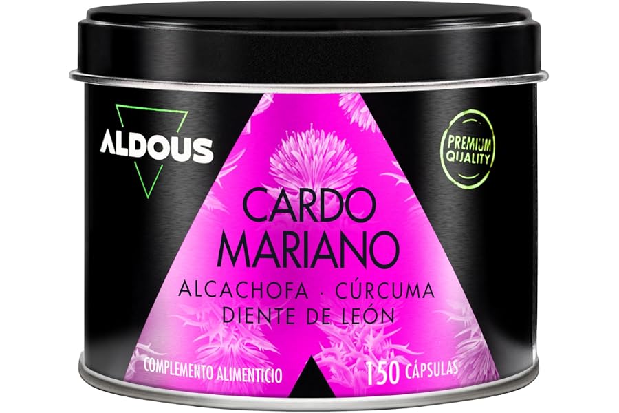Cardo Mariano con CÚRCUMA, Alcachofa, Diente de León y Desmodium - TRIPLE ACCIÓN - 150 Cápsulas Detox - Máxima dosis Depurati
