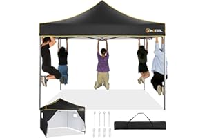 HOTEEL Faltpavillon Pavillon 3x3 Wasserdicht Stabil Winterfest Gartenpavillon, Pop Up Pavillon mit 4 Seitenwänden, Partyzelt 3x3 für Garten, Party, UV Schutz 50+ 3 Stufen Höhenverstellbar, Schwarz