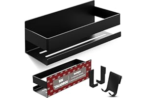 LIEBHEIM Estanteria Baño - Estanteria Ducha - Estante Baño -Cesta Ducha - Estantería Ducha - Shower Shelf - Organizador Ducha - Montaje con cinta adhesiva o adhesivo fuerte - acero inoxidable negro