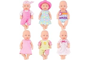 deAO 6 Piezas Ropa para Muñecos Bebé 14inch(36cm) con Velcro, Accesorios Bebe Juguete, Paquete De Ropa De Muñeca (Vestidos, Trajes De Baño, Mamelucos)