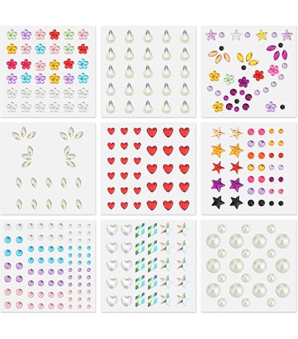 Amaxiu Gesichts-Edelstein-Aufkleber – 9 Blatt Strass-Sticker Für Party, Festival & Make-up
