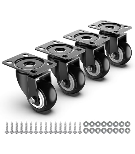 thumbnail image 2 of PATIKIL 4-Pack Mini Rigid Caster Wheels – Silent Fixed Plate Casters, 66Lbs Load, M4 Screws For Furniture & Carts 2 of 14