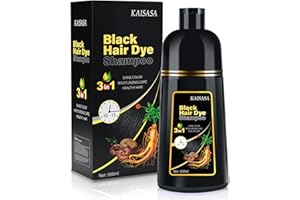 IIIMEIDU Black Hair Dye Shampoo 3 in 1, Natural Hair Dye Semi Permanent Color, 100% Gray Hair Cover Up for Treated Color for Women and Men, 500ML
