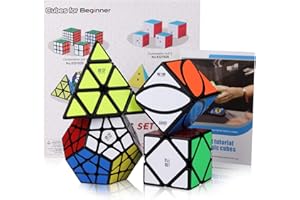 ROXENDA Speed Cube Set, Cubo Mágico de 2X2 3X3 4X4 5X5 Stickerless Speed Cube Juego con Caja de Regalo, Tutorial Secreto para Cubos de Velocidad (Irregular)