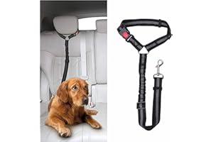 DOETYD Dog Car Seat Belt - Adjustable Pet Car Pillow Harness, Cushioned Dog Restraint, Durable Nylon Elastic Leash (Black)