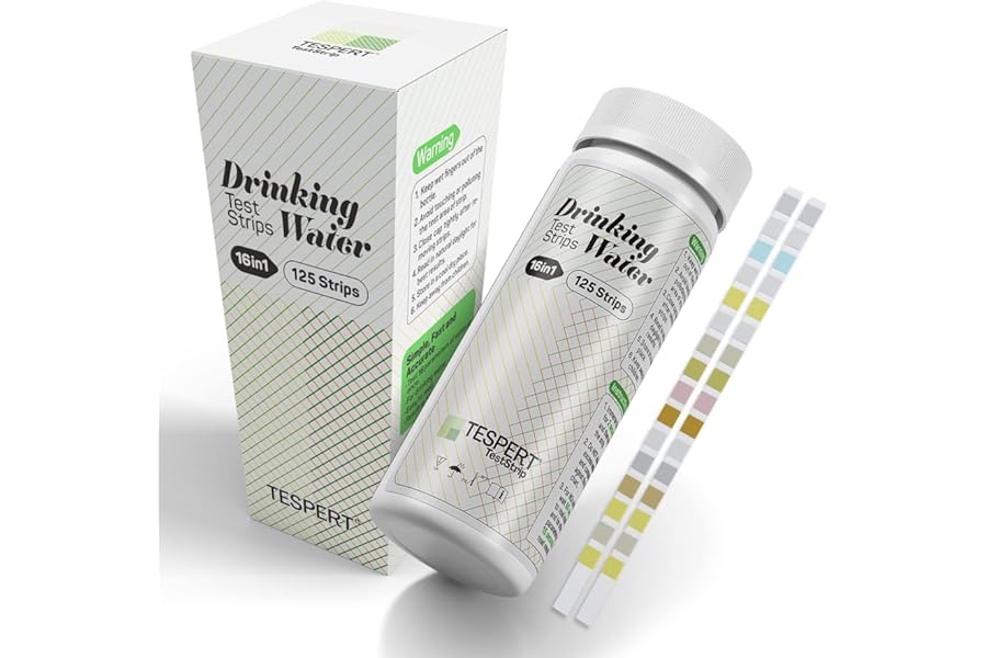 TESPERT Water Testing Kits for Drinking Water 125 Strips - 16 in 1 Drinking Water Test Kit - Water Test Strips with Hardness, Lead, Iron, Copper