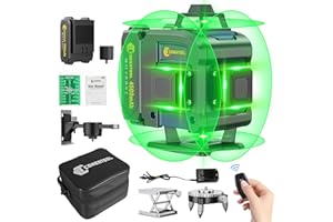 CONENTOOL Kreuzlinienlaser 16-Linien, 4x360Grad Laser Wasserwaage Selbstnivellierend Drehbar bis zu 30 Stunden, Baulaser Kreuzlaser Linienlaser Vertikale und Horizontale Laser mit 2x4500mAh Akkus
