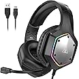 EKSA E1000 V2 Gaming Headset, PC Headset with USB - C Plug, Wired Headphones with Noise Canceling Microphone, 7.1 Surround Sound, RGB Light, include USB Adapter for laptop and computers