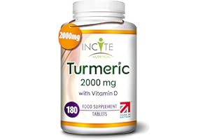 INCITE NUTRITION Turmeric Curcumin 2000mg - 180 Premium Vegan Tablets - High Strength Quality Turmeric Curcumin with Vitamin D3