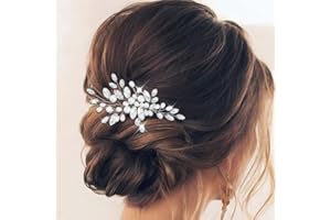 Edary Peignes à cheveux de mariage argentés avec strass et perles - Accessoires pour cheveux pour femmes et filles