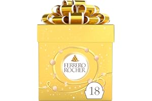 Ferrero Rocher Pralines, Chocolate Gift Box, Whole Hazelnut Covered in Milk Chocolate and Nut Croquante, Pack of 18 (225g)