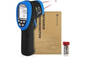 H HOLDPEAK Thermomètre Infrarouge HP-1800-50℃ à 1800℃(-58℉~3272℉) Pistolet de Température Sans Contact Laser avec LCD Rétroéclairé, Émissivité Réglable Champ de Visée 50:1 (Pas pour l'homme)