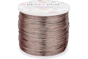 BENECREAT 20 Gauge (0.8mm) Bendable Aluminum Wire, 235m Anodized Jewelry Craft Making Beading Floral Aluminum Thin Craft Wire - Brown