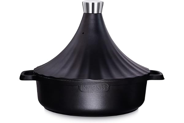 Tajine Marocain En Aluminium 28 Cm Avec Couvercle Auto-Arrosant – Plat À Tajine Tous Feux Induction 4,2 L Antiadhésif Sans PFOA Passe Au Four