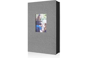 Lanpn Album de Fotos 10x15 300, Grande Lino Album para Photos Bolsillos Horizontal Gris