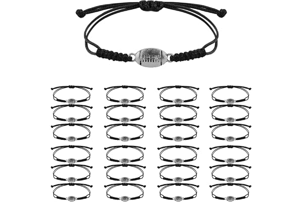 SAVITA 24pcs Bracelet Rugby, Bracelet à Breloques Réglable Bracelet Homme Corde Rugby Bracelet Tressée avec Pendentif de Rugby pour Adolescentes Hommes Femmes Joueurs D'équipe