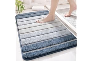 SWISSPACK 80x50 CMS Microfiber Bath Mat for Bathroom, Non-Slip Super Absorbent Machine Washable Extra Soft Thick Floor Foot Rugs (BLUE, 80X50 CMS)
