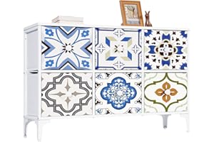 LYNCOHOME Mueble de TV con 6 cajones de tela, aparador con cajones de tela, para cocina, oficina, pasillo