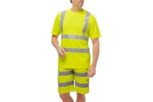 Mivaro Herren Warnschutz T-Shirt in Neon Gelb/Orange Hohe Sichtbarkeit durch Reflexstreifen EN ISO 20471 Klasse 2
