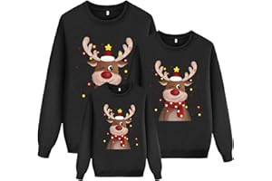 SUNNYUK 2023 Sudaderas Navideñas Familiares Suéter Familia Invierno Jersey Navideño Familiar Manga Larga Pullover Mujer Hombre Niño Niña Chica Chico Christmas Jumper Blusas Cuello Redondo Tops Talla Grande