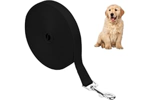 Mikihat Guinzaglio Addestramento per Cani, 10 Metri Lungo Guinzaglio per Cani con Maniglia, Resistente Guinzaglio da Addestramento per Cani Piccoli e Grandi, per Allenamento Corsa, Nero