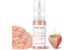 Wwtop Paillettes Comestibles, 10g Paillettes Alimentaires Comestibles Spray, Colorant Alimentaire Poudre, Poudre de Poussière Comestibles pour Boissons, Gâteaux, Cocktail,Chocolat, Bonbons (Or Rose)