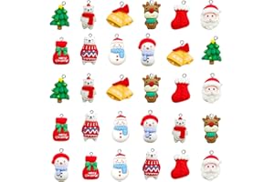 YUEXNKO Adornos de Navidad, 30pcs Adornos Navideños de Resina, Colgantes Resina Navideñas, Decoración de Árboles de Navidad, para Manualidades