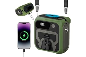 DriveNova 10000mAh Taillenclip-Ventilator, Tragbarer Mini Ventilator Wiederaufladbar Waist Clip Fan mit LED-Beleuchtung, 5 Geschwindigkeiten Tischventilator mit Handyhalter und Umhängeband für Outdoor