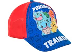 Pokémon Cappello per Ragazzi, Squirtle Bulbasaur Charmander e Pikachu Design Cappello da Baseball Berretto Estivo per Ragazzo, Regalo per Bambino | Rosso