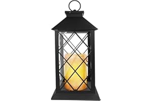 Eaxus® Lanterne avec Bougie LED Blanc Chaud. Lampe décorative de Jardin et de salon avec Effet Flamme