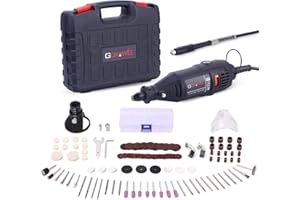 GOXAWEE Mini Outil Rotatif Electrique - 130W Mini Meuleuse/Perceuse Set avec Arbre Flexible & 140 Accessoires pour Projets de Bric. pour la coupe, le ponçage, le travail du bois