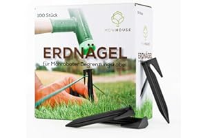 MOWHOUSE Piquetas Cortacesped - Juego de Clavos con Gancho - Alambre de Delimitación, Soporte de Cable Plástico y Ancla - Clavijas Conexión a Tierra - 100 piezas