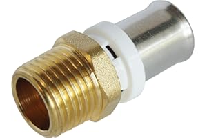 SOMATHERM FOR YOU - /5608-16-15 - Raccord droit Mâle à sertir pour tube Multicouche Ø16 - Mâle 15/21 (1/2'') Permet de raccorder un tube Multicouche de diamètre Ø16 Gris