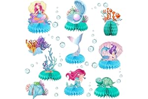 通用 10 centrotavola a Sirena Nido d'Ape di Sirena Centrotavola sotto Mare Topper da Tavolo Oceano Decorazione da Tavola a Sirena per Baby Shower a Tema Sirena Compleanno Matrimonio Decorazioni