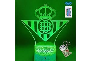 PAGAMADU Lámpara LED 3D decorativa futbol con 16 colores y control remoto. Regalo niños y adultos. Lampara Escudo de futbol. Vive la magia de tu equipo en tu habitación. Regalo llavero (Betis)