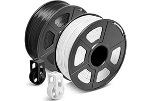SUNLU Filament ABS 1,75 mm do drukarki 3D, wysoka trwałość/odporność na wysokie temperatury/doskonała wytrzymałość, do większości drukarek 3D, łącznie 1,8 kg, szpula 0,9 kg, czarny + biały