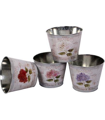 Zink Pflanzgefäß „Home & Garden“ – Klassischer Blumentopf Für Drinnen & Draußen, Weiß/schwarz