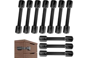 Kimsky Kindersicherung Schrank und Schubladen, 10 Stück Selbstklebende Baby Schubladensicherung für Tür Schränke Kühlschrank und Schubladen mit Starker Kleber ohne Bohren, Schwarz