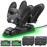 OIVO Xbox Controller Ladestation mit 2X 3360mWh Wiederaufladbaren Akku für Xbox One/Xbox Series X/S, Xbox One Controller Lade
