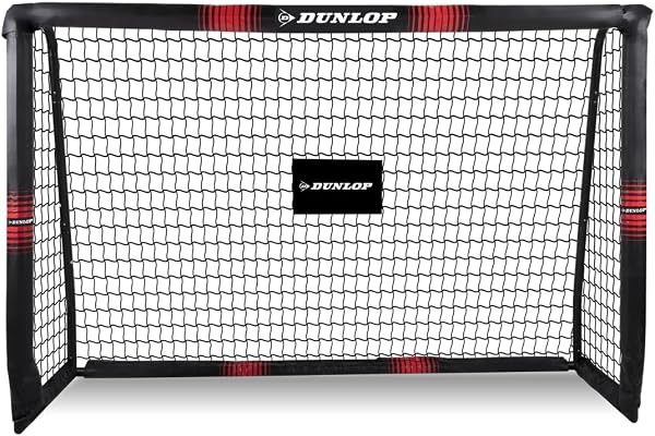 Dunlop Fußballtor - 240 x 160 x 85 cm - Metall - Fußballtrainingszubehör für Alle Altersgruppen - Einfache Montage - Schwarz/Rot