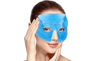 ICEHOF Chłodząca maska na oczy – przyjemny materiał wierzchni, z workiem do przechowywania, okulary chłodzące z wysokiej jakości żelem – skuteczna od czoła do policzków – migrenowa maska chłodząca na