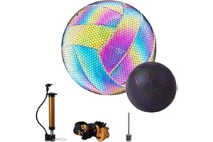 Gereton Volleyball Holographique Réfléchissant - Volley-Ball Lumineux Taille 5 Qui Brille dans Le Noir Cadeaux Jeu Balle Sport pour Jeu Nuit en Plein Air, Entraînement