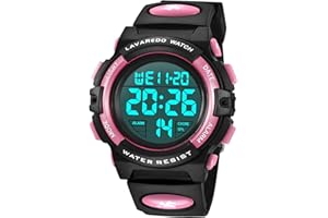 aswan watch Orologio Digitale Bambina Bambino con Sveglia, Cronometro, Data, Luce LED-Orologio da polso Ragazza Ragazzo con Cinturino in Silicone-S/M
