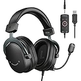 FIFINE PC Gaming Headset, USB Headset with 7.1 Surround Sound, Removable Microphone, Control Box, K for PS5/PS4/Xbox/Switch