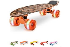 Hurtle, Mini Cruiser Skateboard for Children & Adults Skateboard Children from 5 Years Girls & Boys, Penny Board with LED Wheels, Non-Slip Deck, Penny Board for Beginners and Advanced